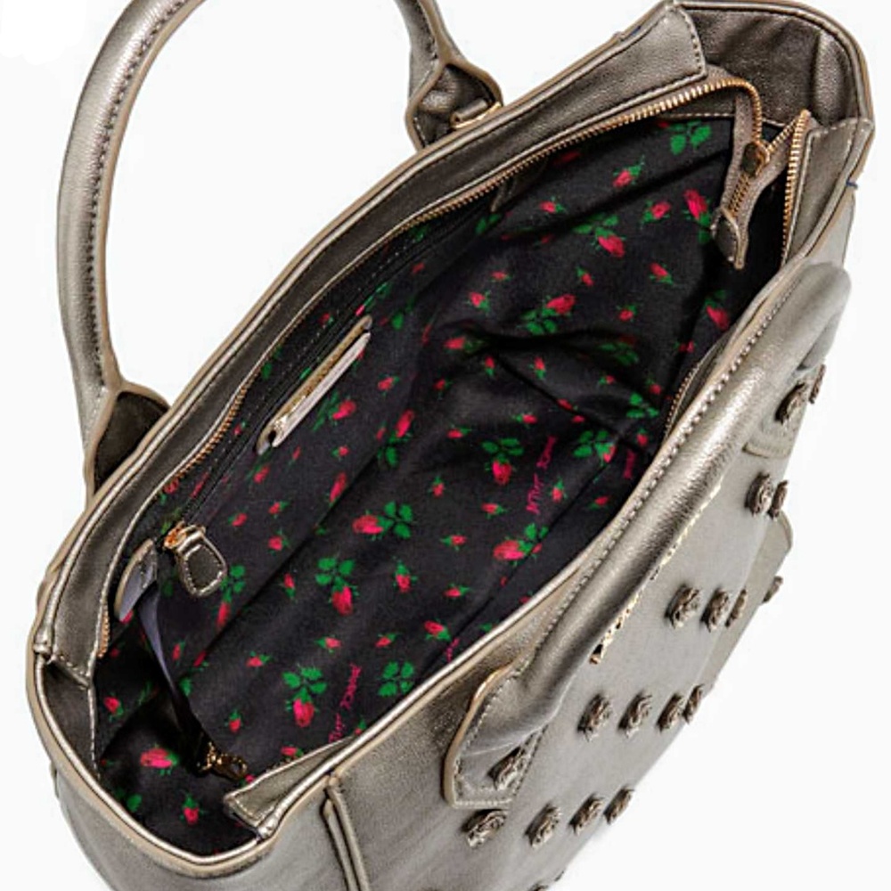 ((SOLD)) 💋Betsey Johnson Smell The Roses Metallic Tote Bag - Picture 2 of 8